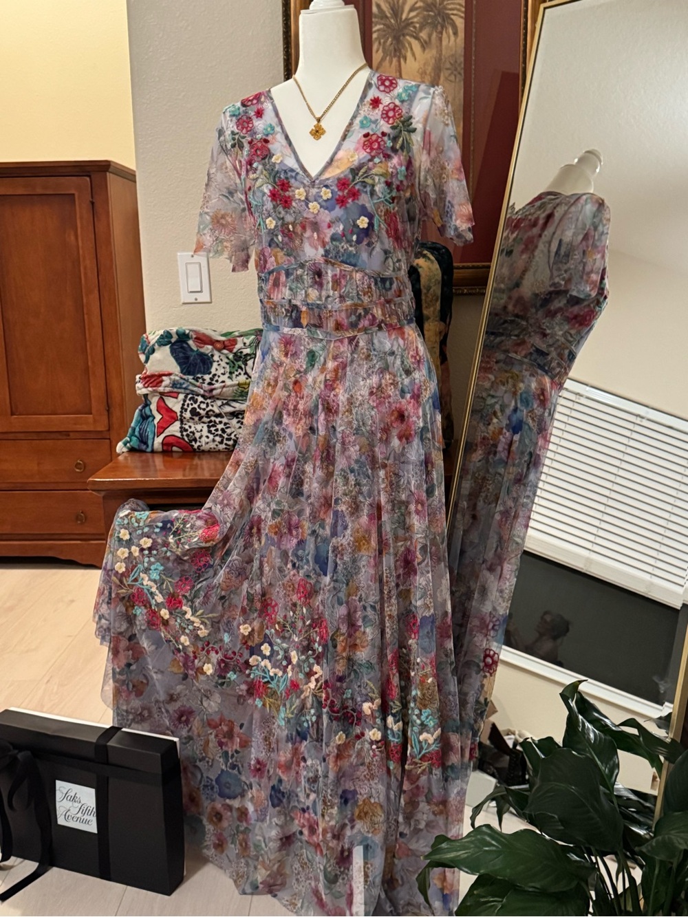 NWT Johnny Was Mazzy Ruched Flora Maxi Dress M